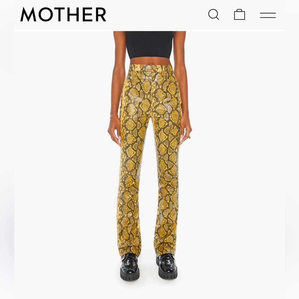 MOTHER Yellow and Black Straight Leg Pants